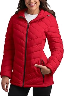 Womens Jacket - Lightweight Softshell Quilted Jackets for Women Zip Up Hooded Winter Coat Outerwear with Pockets