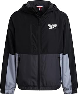 Boys Windbreaker Jacket - Lightweight Polar Fleece Lined Water and Wind Resistant Hooded Zip Up Jacket for Boys