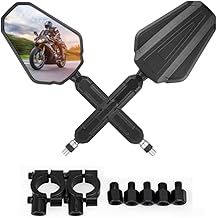 Sponsored Ad - Motorcycle Mirrors, 8mm 10mm 7/8" Handlebar Motorcycle Rear View Mirrors, ATV Rear View Mirror With Adjustable Ram mount, Compatible with Scooter, ATV, Dirt Bike
