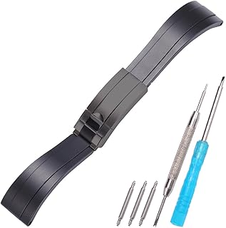 20mm 21mm Rubber Replacement Watch band Compatible with Rolex Ghost Daytona Yachtmaster Silicone Strap Deployment Buckle Wristband