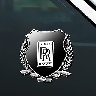 Car Emblem Badge for Rolls-Royce Badge Stickers Car Front Rear Hood Trunk Grille, Emblem Replacement Car Sticker Badge Styling Decorate,Black Style