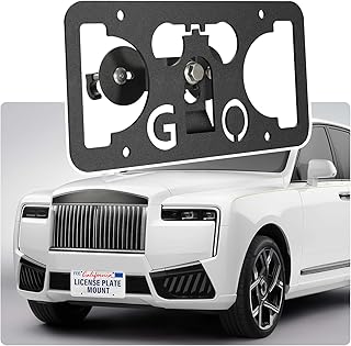 No Drill License Plate Holder Compatible with Rolls-Royce Cullinan 2019-2023 Front Grille License Plate Mount Bumper Bracket Holder Car Tag Frame Anti-Theft Adapter Accessories