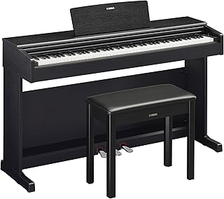 Arius, 88-Key Weighted Action Digital Aspiring Musicians, CFX Concert Grand Piano Voice, 3-Pedal Unit, Bench Included, Classic Upright Design, Black, (YDP145B)