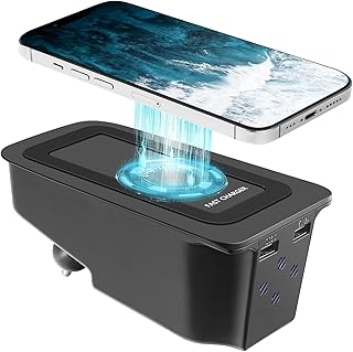 Wireless Car Charger for Volvo XC90 XC60 V90 V60 S90 S60 Accessories, Car Wireless Charging Pad with QC 3.0 USB Port (Without Light)