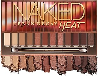 Naked Heat Eyeshadow Palette, Warm Brown Neutral Makeup Palette, Matte, Metallic, Shimmer Finish, 12 Amber-hued Red & Orange Eye Shadows